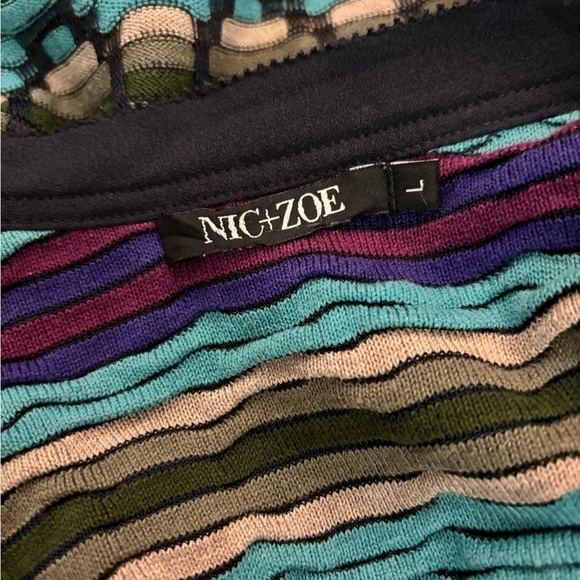 NIC + ZOE •Women’s Multi Knit Open Front Waterfall Cardigan Sweater Retro Size L - Picture 5 of 6